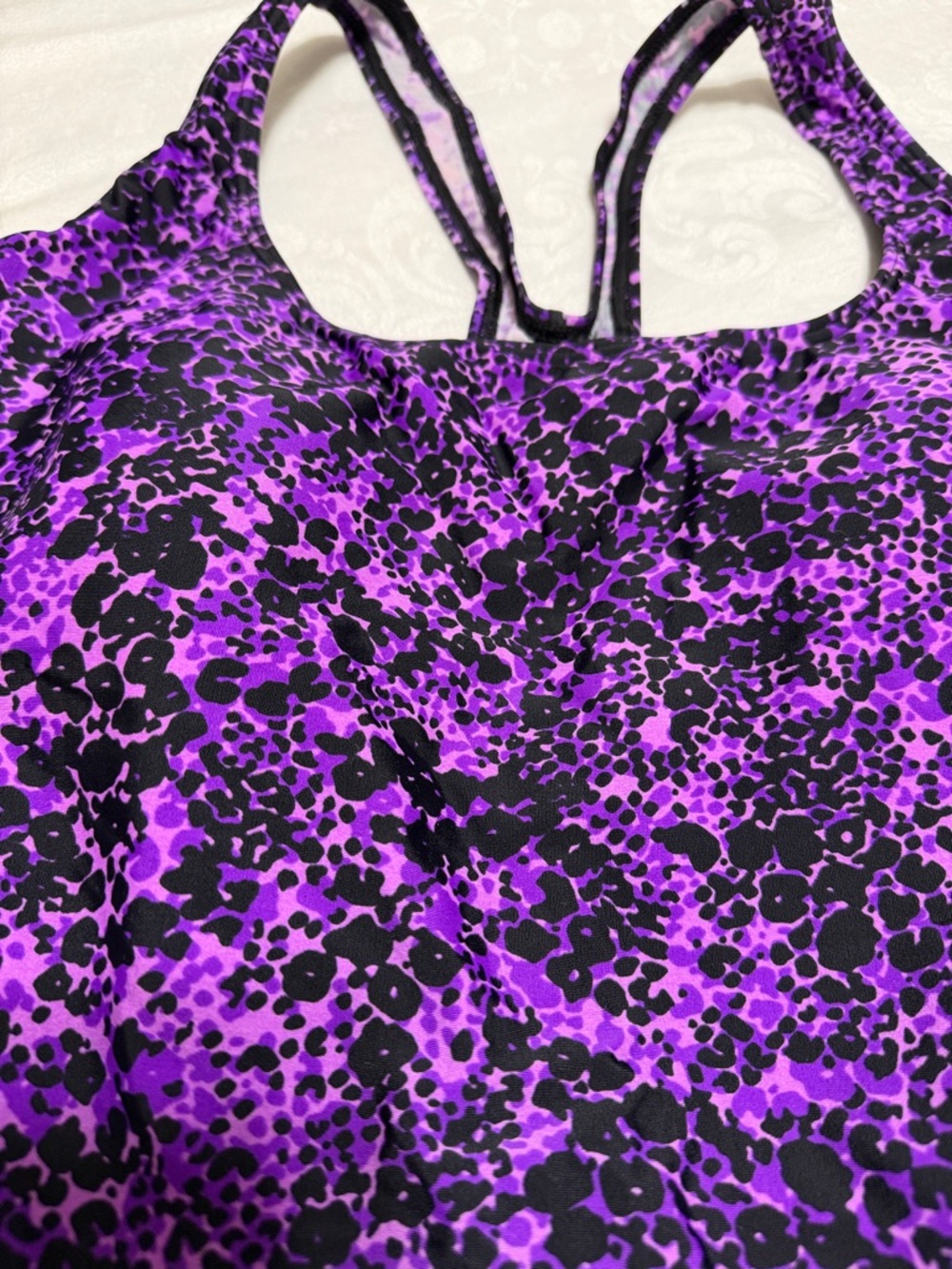 Speedo Black and Purple Patterned One-Piece Swimsuit - Picture 5 of 6